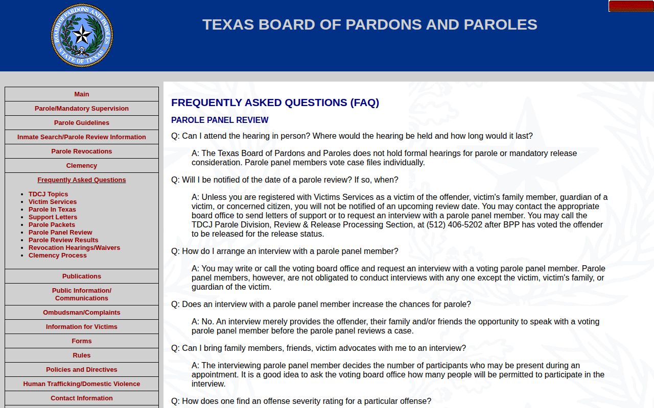 Texas parole file review affecting Gray County release records