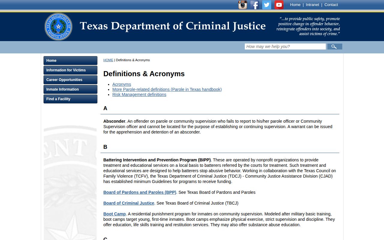TDCJ definitions for a Gray County projected release date